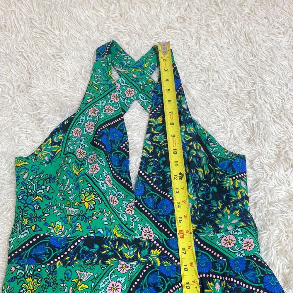 Topshop Green Blue Paisley Handkerchief Midi Dress - Picture 9 of 12